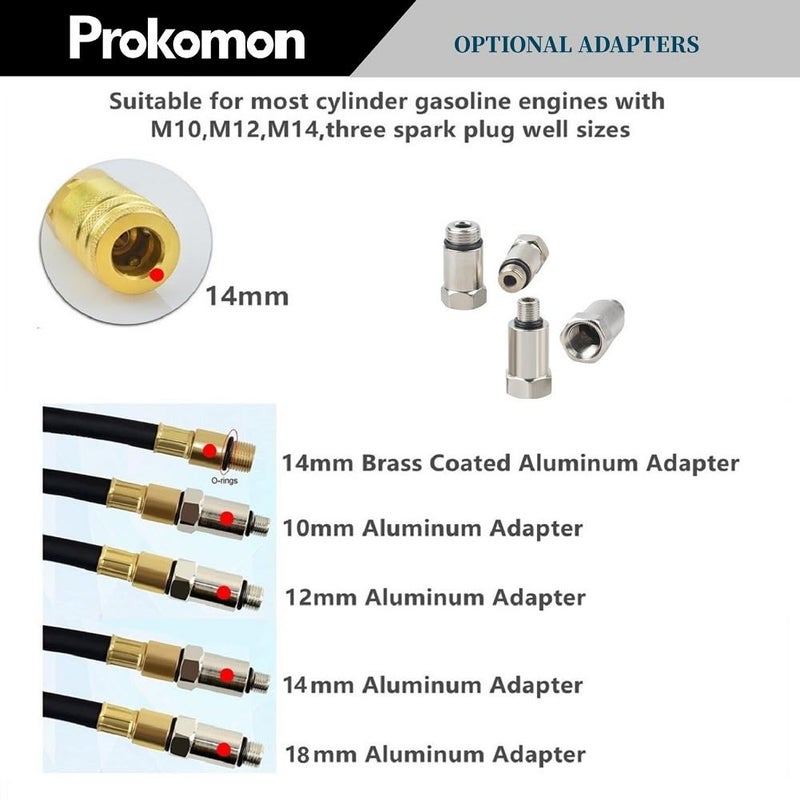 Prokomon Engine Cylinder Leak Down Tester Kit;Gasoline Engine Leakdown Tester Kit with Extension Rod;Cylinder Leakage Tester Set for Pressure Check and Leakage Rate Test - Image 5